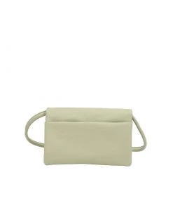 Trendy & Unique Bright Pure Color Fold Over Leather Baguette Bag - Light Green What's New
