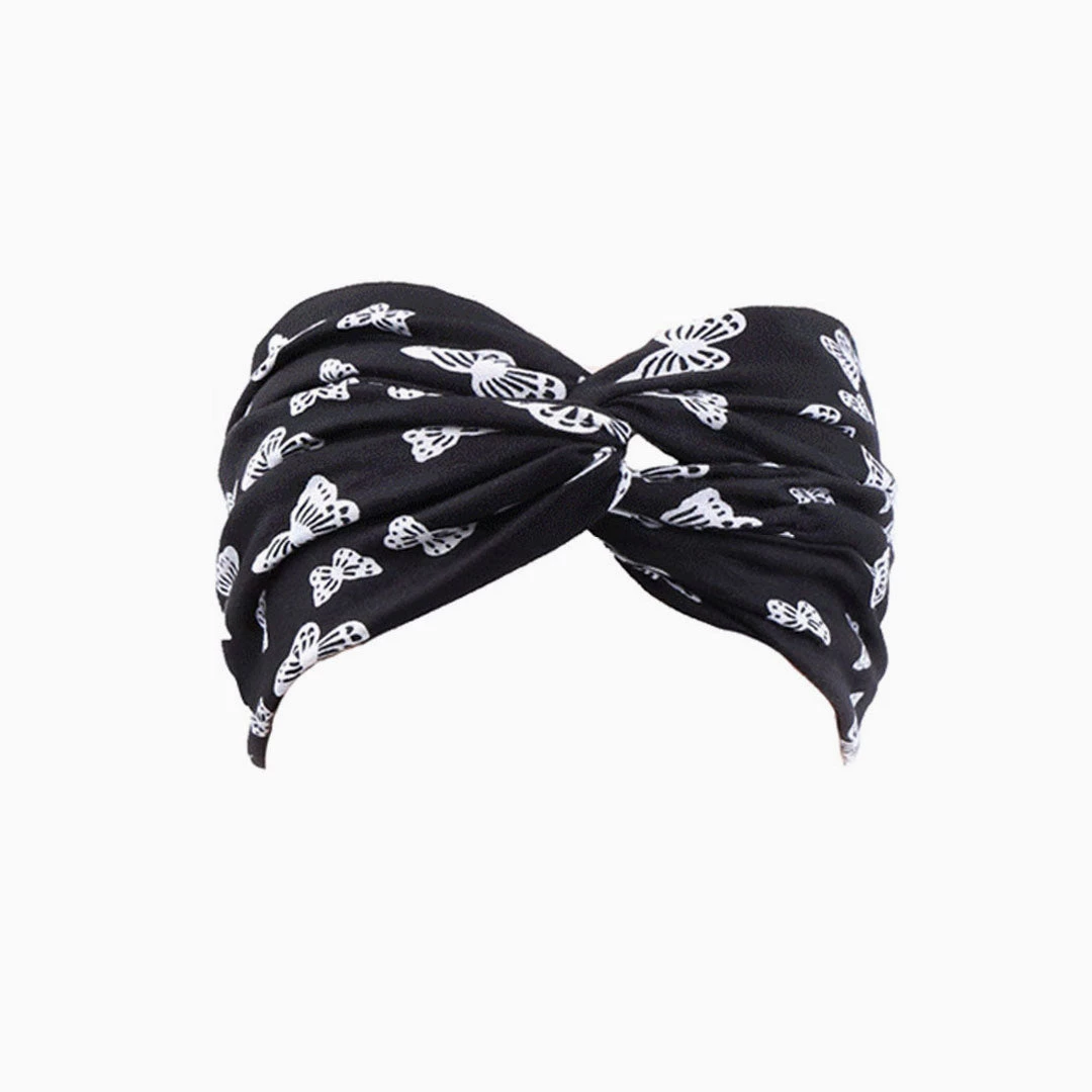 Trendy & Unique What's New Vacation Ready Butterflies Print Twist Front Turban Headband - Black 4 Trendy & Unique What's New Vacation Ready Butterflies Print Twist Front Turban Headband - Black