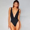 Trendy & Unique What's New Chic Belted Deep V Neck High Cut One Piece Swimsuit - Black 1 Trendy & Unique What's New Chic Belted Deep V Neck High Cut One Piece Swimsuit - Black