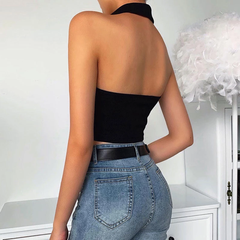 Trendy & Unique Chic Collared Halter Neck Button Down Cropped Tank Top - White What's New 6 Trendy & Unique Chic Collared Halter Neck Button Down Cropped Tank Top - White What's New