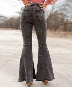 Trendy & Unique Chic High Waist Frayed Flare Hem Skinny Bell Jeans - Gray What's New