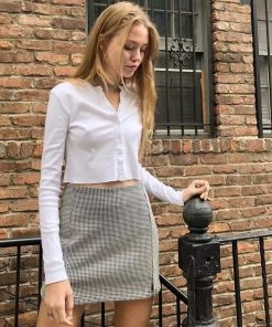 Trendy & Unique Chic Long Sleeve Button Down Cropped Ribbed Knit Cardigan - White What's New