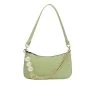 Trendy & Unique Chic Pearl Chunky Chain Croco Embossed Baguette Bag - Sage Green