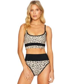 Trendy & Unique Chic Polka Dot Printed Ribbed High Waist Bralette Bikini Set - Beige What's New