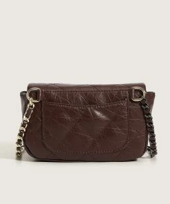Trendy & Unique Chic Rhombus Buckled Flap Front Chain Shoulder Bag - Burgundy What's New