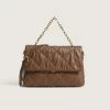 Trendy & Unique Chic Rhombus Flap Front Buckled Chain Trim Shoulder Bag - Coffee