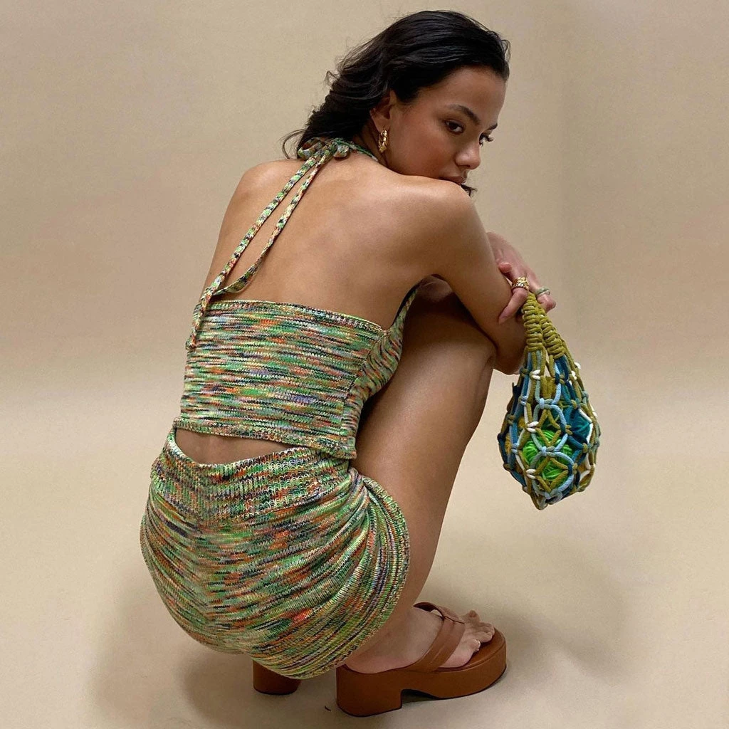 Trendy & Unique Chic Spacedye Knit Halter Neck High Waist Skirt Matching Set - Green What's New 5 Trendy & Unique Chic Spacedye Knit Halter Neck High Waist Skirt Matching Set - Green What's New