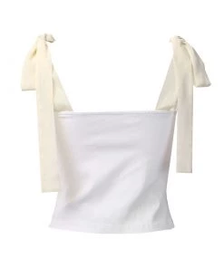 Trendy & Unique Chic Tie Strap Ruched Balconette Bustier Cropped Top - White What's New