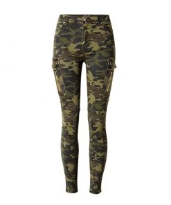 Trendy & Unique Classic Camo Print Patch Pocket Mid Waist Skinny Jeans - Green