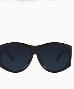 Trendy & Unique Classic Style Metal T Letter Oval Frame Sunglasses - Black