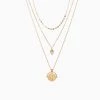 Trendy & Unique The Boho Holiday Coin Pendant Chain-Link Layered Necklace - Gold