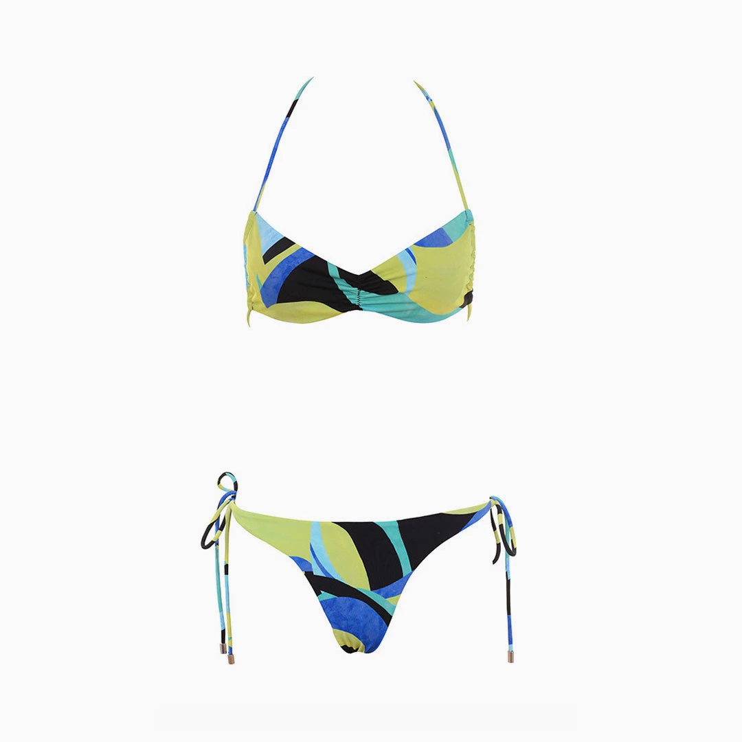 Trendy & Unique Flirty Color Block Tie String Halter Neck Bralette Bikini Set - Teal What's New 5 Trendy & Unique Flirty Color Block Tie String Halter Neck Bralette Bikini Set - Teal What's New