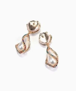 Trendy & Unique What's New Colorful Rhinestone Pearlized Pendant Earrings - Multicolor 8 Trendy & Unique What's New Colorful Rhinestone Pearlized Pendant Earrings - Multicolor