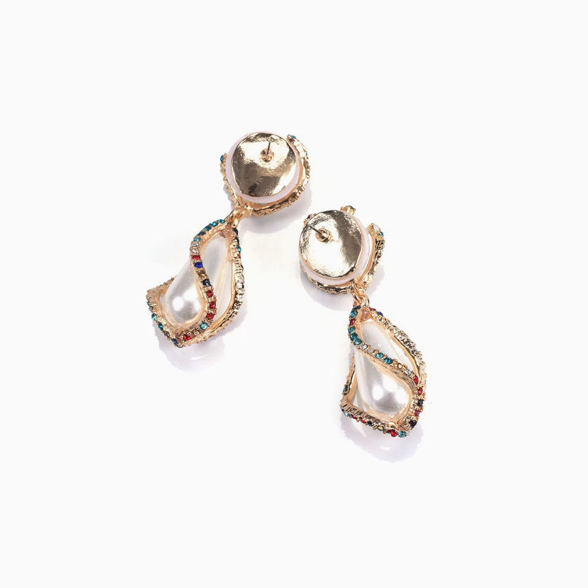 Trendy & Unique What's New Colorful Rhinestone Pearlized Pendant Earrings - Multicolor 5 Trendy & Unique What's New Colorful Rhinestone Pearlized Pendant Earrings - Multicolor