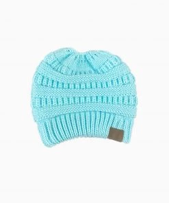 Trendy & Unique Warm Me Up Ponytail Winter Beanie Chunky Rib Knit Hat What's New