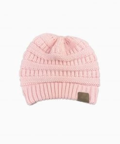 Trendy & Unique Warm Me Up Ponytail Winter Beanie Chunky Rib Knit Hat What's New