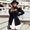 Trendy & Unique What's New Cute Cut Out Ruffle Collared Long Sleeve Button Up Blouse - Black 2 Trendy & Unique What's New Cute Cut Out Ruffle Collared Long Sleeve Button Up Blouse - Black