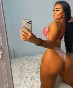 Trendy & Unique Cute High Cut Floral Embroidery Lace Underwire Bra Set - Hot Pink