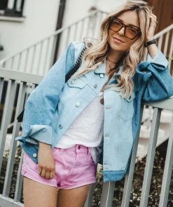 Trendy & Unique What's New Cute Macaron Color Low Rise Distressed Denim Shorts - Pink