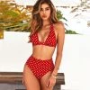 Trendy & Unique What's New Cute Polk Dot Printed High Waist Sliding Triangle Bikini Set - Red 2 Trendy & Unique What's New Cute Polk Dot Printed High Waist Sliding Triangle Bikini Set - Red