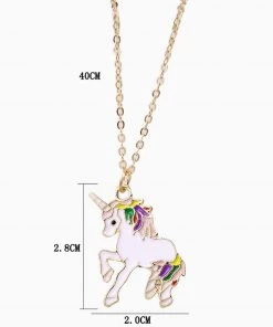 Trendy & Unique Trim Fly Back Childhood Unicorn Gold Plated Pendant Necklace - Gold What's New