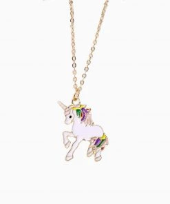 Trendy & Unique Trim Fly Back Childhood Unicorn Gold Plated Pendant Necklace - Gold What's New