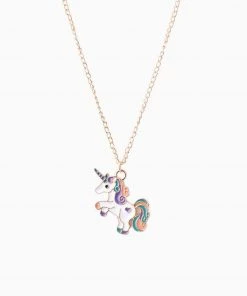 Trendy & Unique Trim Fly Back Childhood Unicorn Gold Plated Pendant Necklace - Gold What's New