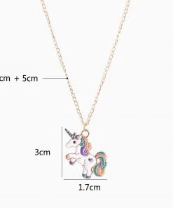 Trendy & Unique Trim Fly Back Childhood Unicorn Gold Plated Pendant Necklace - Gold What's New