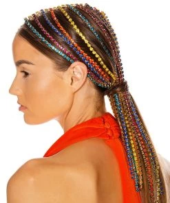 Trendy & Unique What's New Dangling Rhinestone Embellished Long Fringe Headband - Multicolor
