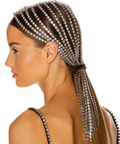Trendy & Unique What's New Dangling Rhinestone Embellished Long Fringe Headband - Silver