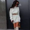 Trendy & Unique Distressed Trim Oversized Pullover Sweater Mini Dress - White What's New