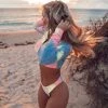 Trendy & Unique Dreamy Tie Dye Long Sleeve Crop Rash Guard Bikini Set - Multicolor What's New