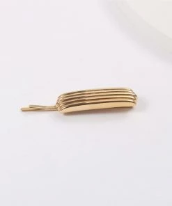 Trendy & Unique What's New Modern Chic Plated Golden Tone Embossed Hair Clip - Gold