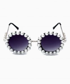 Trendy & Unique Roman Holiday Pearlized Trimmed Frame Round Sunglasses - Purple What's New