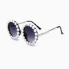 Trendy & Unique Roman Holiday Pearlized Trimmed Frame Round Sunglasses - Purple What's New