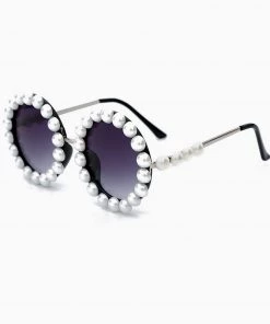 Trendy & Unique Roman Holiday Pearlized Trimmed Frame Round Sunglasses - Purple What's New