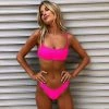Trendy & Unique Eye-Catching Ribbed High Leg Bralette Bikini Set - Hot Pink What's New