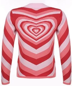 Trendy & Unique Fall In Love Heart Printed High Neck Pullover Sweater - Pink What's New