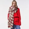 Trendy & Unique Festival Multi Color Plaid Printed Oversized Blanket Scarf - Red