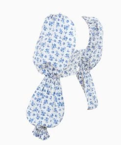 Trendy & Unique Cute Bustier Tied Front Floral Printed Puff Sleeve Crop Top - White