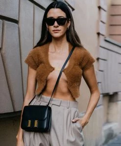 Trendy & Unique Fuzzy Letter Chain Open Front Long Sleeve Ribbed Crop Cardigan - Camel What's New