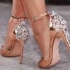 Trendy & Unique What's New Glittering Gem Peep Toe Ankle Strap High Heel Sandals - Champagne