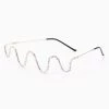 Trendy & Unique Glittering Rhinestone Wave Lensless Eyeglass Half Frame - Gold What's New 1 Trendy & Unique Glittering Rhinestone Wave Lensless Eyeglass Half Frame - Gold What's New