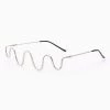 Trendy & Unique Glittering Rhinestone Wave Lensless Eyeglass Half Frame - Silver