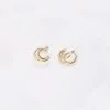 Trendy & Unique Glossy Gold Tone Plated Triple Circle Double Hoop Earrings - Gold
