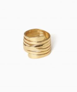 Trendy & Unique What's New Modern Gold Tone Plated Twisted Layered Band Ring - Gold