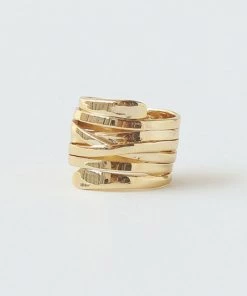 Trendy & Unique What's New Modern Gold Tone Plated Twisted Layered Band Ring - Gold