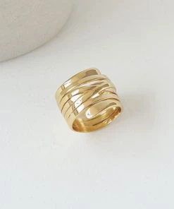 Trendy & Unique What's New Modern Gold Tone Plated Twisted Layered Band Ring - Gold 7 Trendy & Unique What's New Modern Gold Tone Plated Twisted Layered Band Ring - Gold