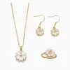Trendy & Unique Celebrity Style Gold Tone 3D Petal Charm Jewelry Set - White What's New 1 Trendy & Unique Celebrity Style Gold Tone 3D Petal Charm Jewelry Set - White What's New