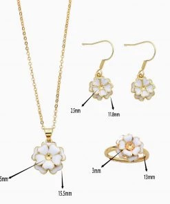 Trendy & Unique Celebrity Style Gold Tone 3D Petal Charm Jewelry Set - White What's New 7 Trendy & Unique Celebrity Style Gold Tone 3D Petal Charm Jewelry Set - White What's New